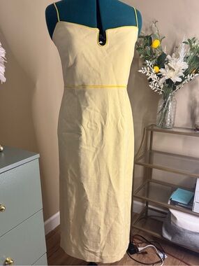 ANTONIO MELANI Pale Yellow Spaghetti-Strap Midi Dress